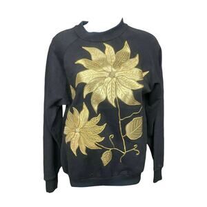 Hand flower painted crewneck
